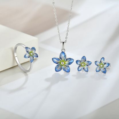 图片 S925 Silver Necklace Earrings Rings Dropped Petal Jewelry
