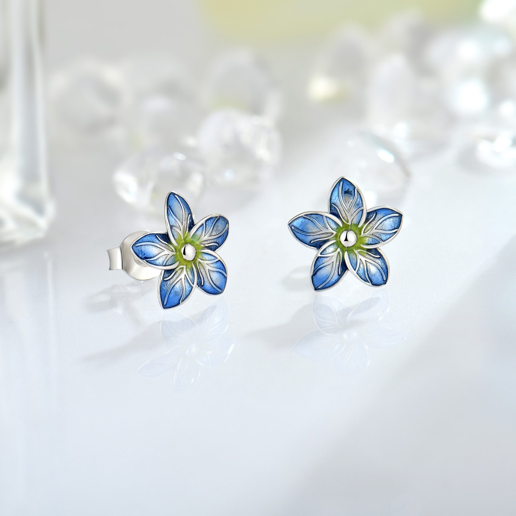 图片 S925 Silver Necklace Earrings Rings Dropped Petal Jewelry