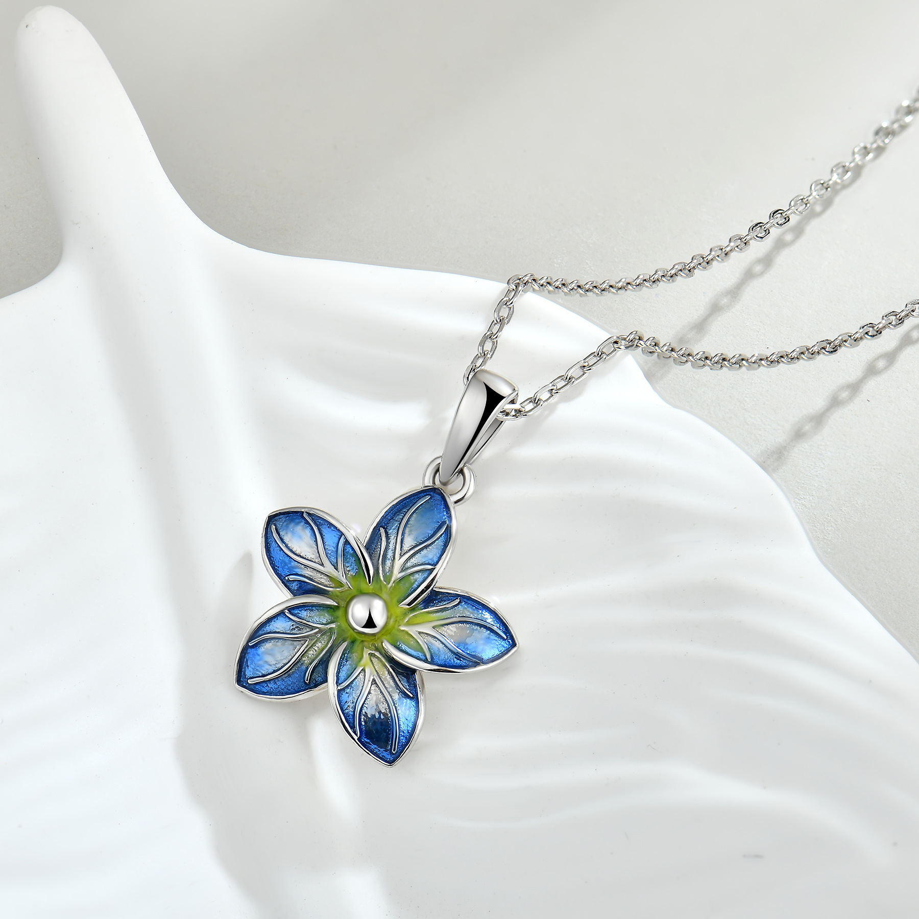 图片 S925 Silver Necklace Earrings Rings Dropped Petal Jewelry