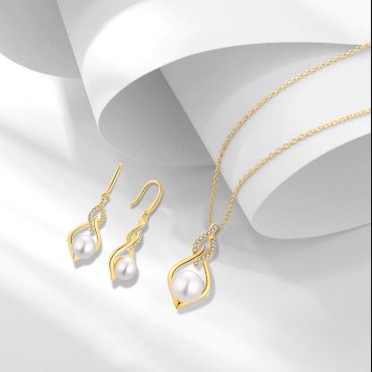 图片 Freshwater pearl earrings necklace S925 pure silver light luxury fashionable collarbone chain accessory